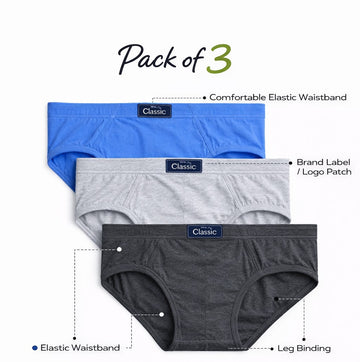 Classic Hipster Briefs – Modern Fit Everyday Comfort (Pack of 3)